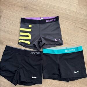 Nike Pro Shorts - Black, Gray, and Black with Teal